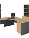 COS Splay Workstation and Hutch Beech Ironstone 300wm